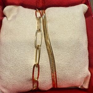 Gold and Red Chain Bracelet